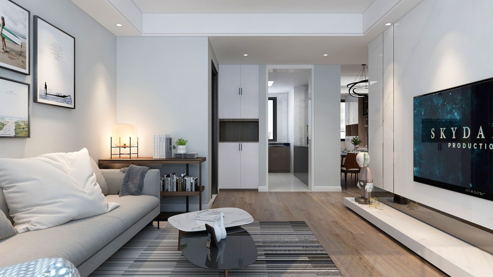 客廳魚餐廳這樣兩個敞開的空間又都臨窗而設，通風采光都特別好，能有一個空間的延伸感，看上去更寬敞